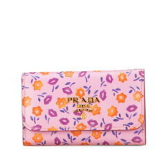 Prada multicolor case flower motif key leather pink - Picture 1 of 4